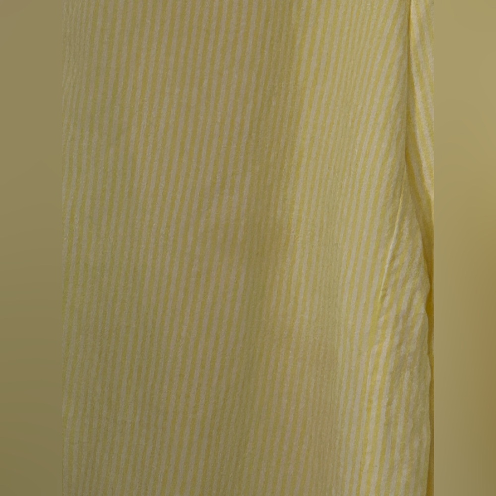 Loft Fluid Linen Blend Striped Wide Leg Crop Pants Yellow White Small Lined - Picture 6 of 8